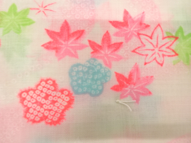 アンティーク 梅に楓模様 長襦袢地反物